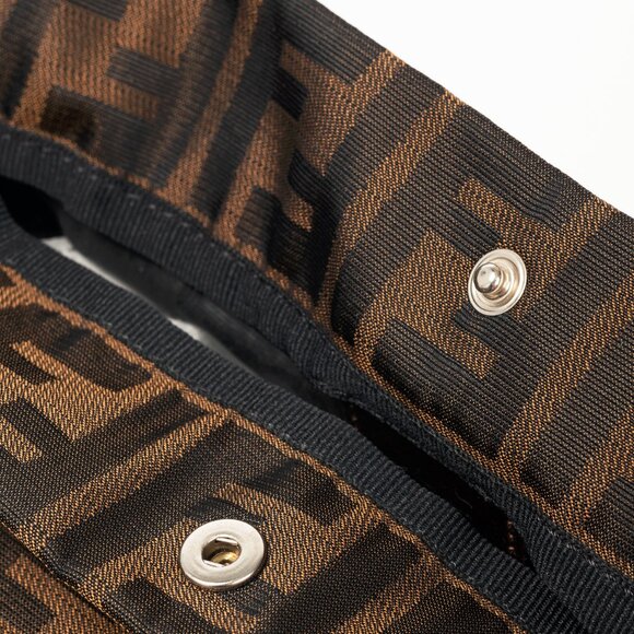 Fendi Brown Zucca Canvas Leather-Trim Snap-Closure Tote - Picture 9 of 12